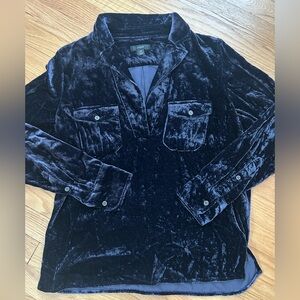 J.Crew Navy Velvet Popover Shirt, size XS